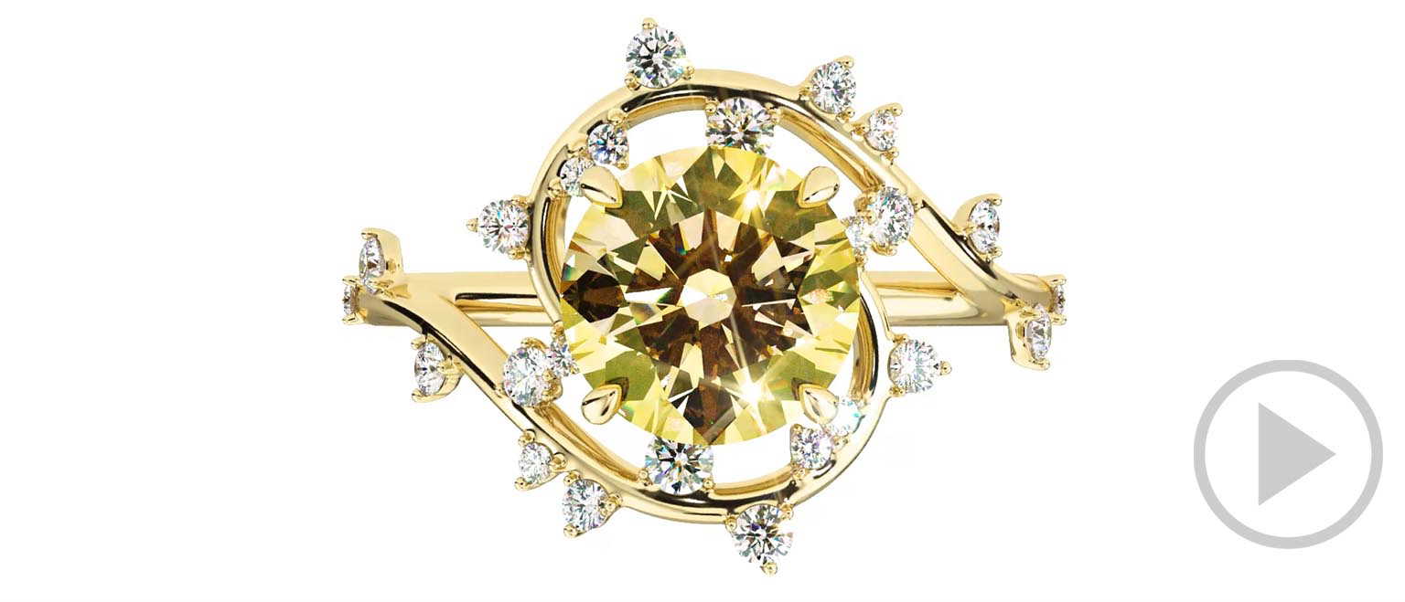 Milky Way Star Yellow Lab Grown Diamond Round Engagement Ring Yellow Gold top video