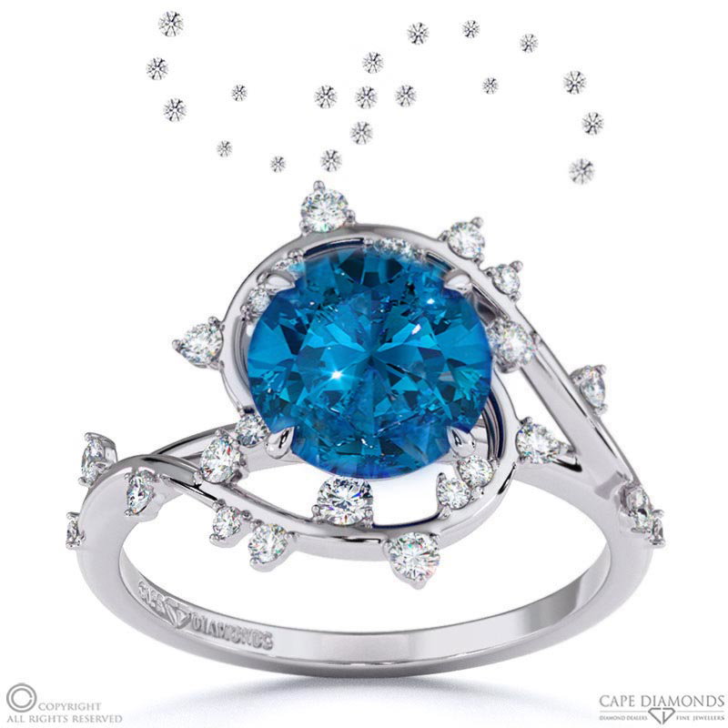 Milky Way Star Sapphire Round Engagement Ring White Gold