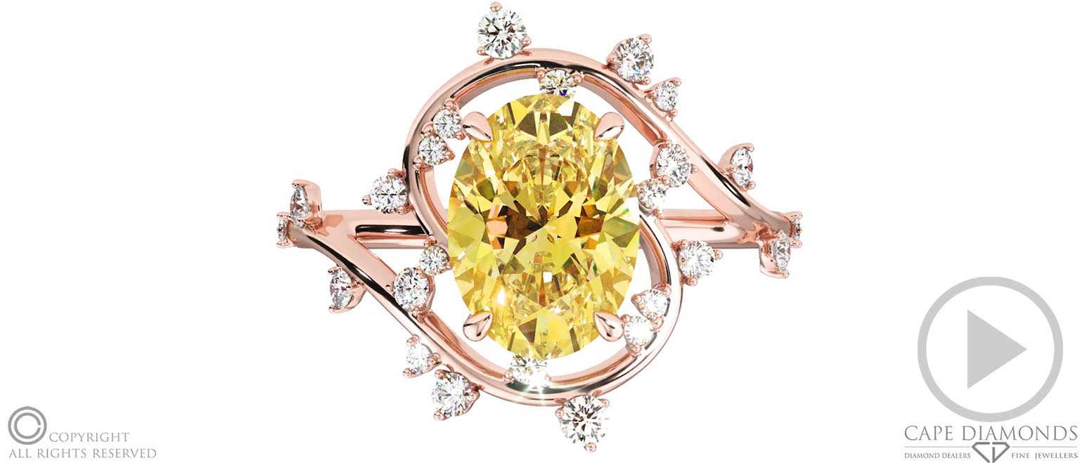 Milky Way Star Yellow Lab Grown Diamond Oval Engagement Ring Rose Gold top video
