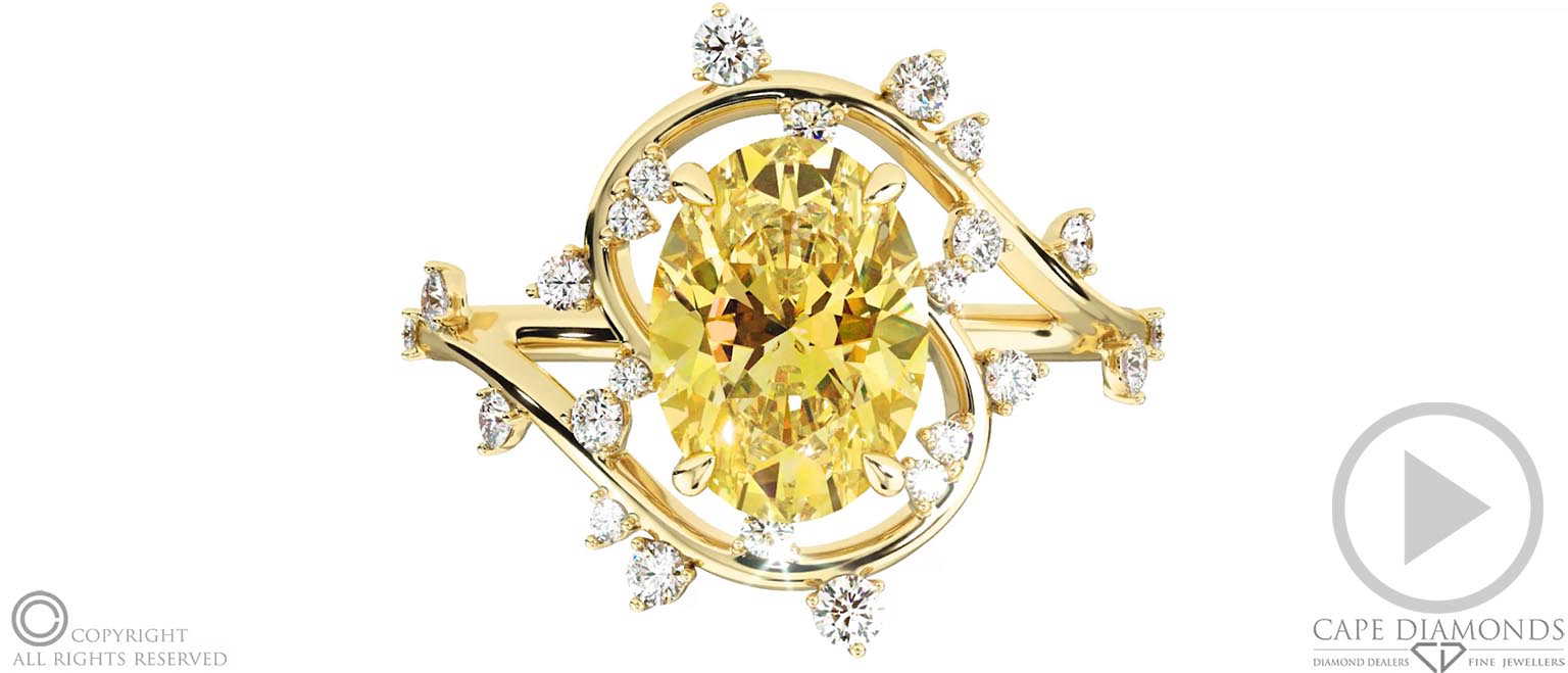 Milky Way Star Yellow Lab Grown Diamond Oval Engagement Ring Yellow Gold top video
