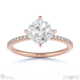 lab grown diamond east west cushion side stones engagement ring rose gold with 9k rose gold metal and cushion shape diamond