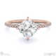 lab grown diamond east west cushion side stones engagement ring rose gold with 9k rose gold metal and cushion shape diamond