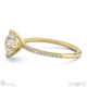 lab grown diamond cushion cut pave east to west engagement ring yellow gold with 18k yellow gold metal and cushion shape diamond