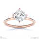 lab grown diamond east west cushion solitaire engagement ring rose gold with 18k rose gold metal and cushion shape diamond