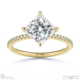 natural diamond princess cut pave east to west engagement ring yellow gold with 18k yellow gold metal and princess shape diamond