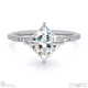 lab grown diamond princess cut east to west setting pave engagement ring platinum with platinum metal and princess shape diamond