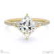 natural diamond princess cut pave east to west engagement ring yellow gold with 18k yellow gold metal and princess shape diamond