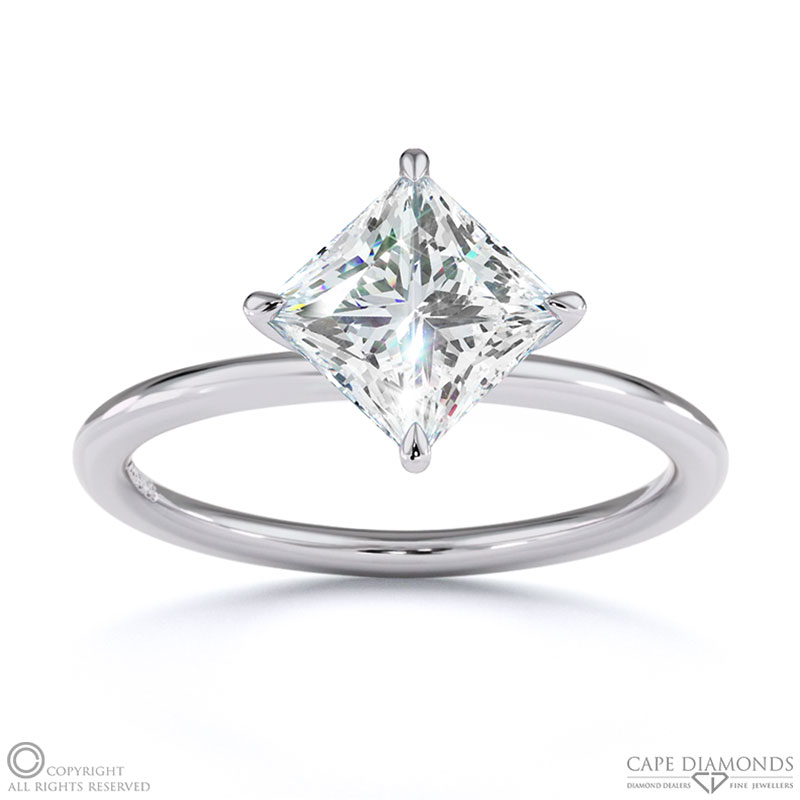 Lab Grown Diamond Princess Cut Solitaire Engagement Ring White Gold