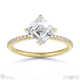 natural diamond asscher cut east to west setting pave engagement ring yellow gold with 18k yellow gold metal and asscher shape diamond