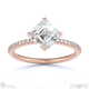lab grown diamond asscher cut east to west setting pave engagement ring rose gold with 18k rose gold metal and asscher shape diamond