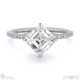 lab grown diamond asscher east west side stone engagement ring platinum with platinum metal and asscher shape diamond