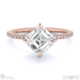 lab grown diamond asscher cut east to west setting pave engagement ring rose gold with 18k rose gold metal and asscher shape diamond