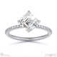 lab grown diamond asscher east west side stone engagement ring platinum with platinum metal and asscher shape diamond