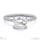 lab grown diamond emerald cut east to west setting pave engagement ring white gold with 18k white gold metal and emerald shape diamond