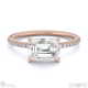 natural diamond emerald cut east to west setting pave engagement ring rose gold with 9k rose gold metal and emerald shape diamond
