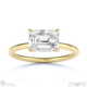 lab grown diamond east west emerald cut solitaire engagement ring yellow gold with 9k yellow gold metal and emerald shape diamond