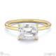 lab grown diamond east west emerald cut solitaire engagement ring yellow gold with 9k yellow gold metal and emerald shape diamond