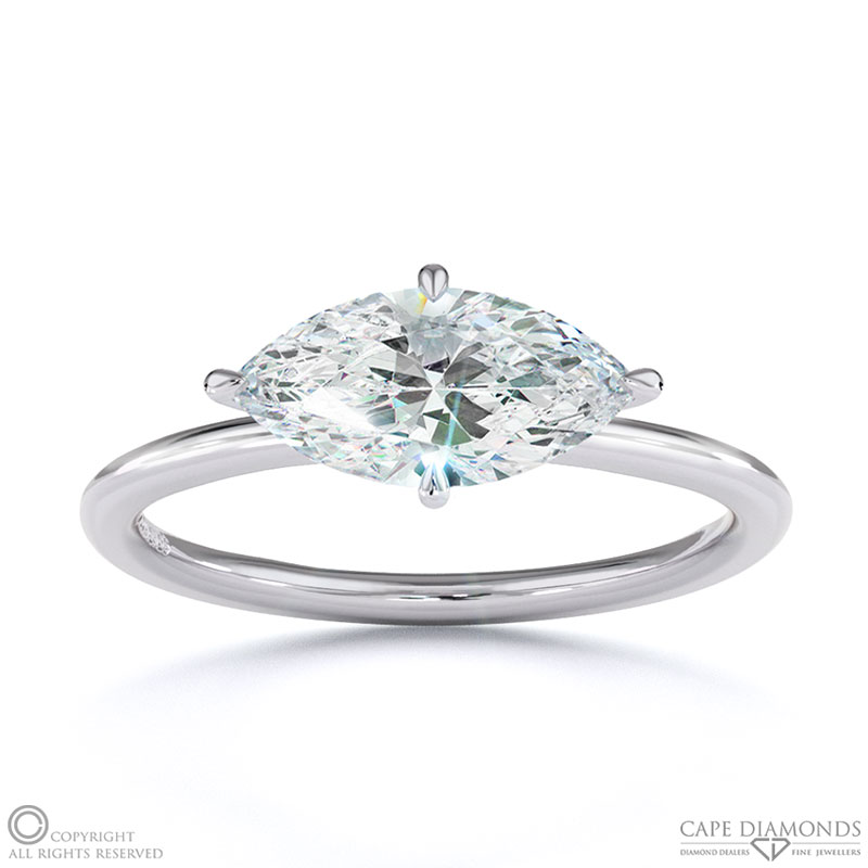 Lab Grown Diamond East West Marquise Solitaire Engagement Ring White Gold