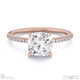 lab grown diamond cushion cut hidden halo side stones engagement ring rose gold with 18k rose gold metal and cushion shape diamond