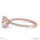 lab grown diamond cushion cut hidden halo side stones engagement ring rose gold with 18k rose gold metal and cushion shape diamond