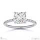 Natural Diamond Cushion Cut Hidden Halo Side Stones Engagement Ring White Gold