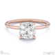 hidden halo cushion lab grown diamond engagement ring on half-rounded rose gold band with 9k rose gold metal and cushion shape diamond