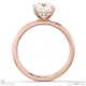 hidden halo cushion lab grown diamond engagement ring on half-rounded rose gold band with 9k rose gold metal and cushion shape diamond