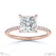 natural diamond princess cut hidden halo side stones engagement ring rose gold with 9k rose gold metal and princess shape diamond