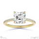natural diamond asscher cut hidden halo side stones engagement ring yellow gold with 9k yellow gold metal and asscher shape diamond