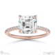 natural diamond asscher cut hidden halo sidestones engagement ring rose gold with 9k rose gold metal and asscher shape diamond
