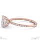 natural diamond asscher cut hidden halo sidestones engagement ring rose gold with 9k rose gold metal and asscher shape diamond