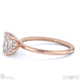 hidden halo asscher lab grown diamond engagement ring on half-rounded rose gold band with 9k rose gold metal and asscher shape diamond