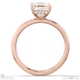 hidden halo asscher lab grown diamond engagement ring on half-rounded rose gold band with 9k rose gold metal and asscher shape diamond