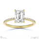 natural diamond emerald cut hidden halo side stones engagement ring yellow gold with 18k yellow gold metal and emerald shape diamond