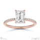 natural diamond emerald cut hidden halo side stones engagement ring rose gold with 9k rose gold metal and emerald shape diamond