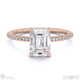 natural diamond emerald cut hidden halo side stones engagement ring rose gold with 9k rose gold metal and emerald shape diamond