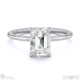 hidden halo emerald lab grown diamond engagement ring on half-rounded white gold band with 9k white gold metal and emerald shape diamond