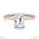 hidden halo emerald lab grown diamond engagement ring on half-rounded rose gold band with 9k rose gold metal and emerald shape diamond