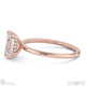 hidden halo emerald lab grown diamond engagement ring on half-rounded rose gold band with 9k rose gold metal and emerald shape diamond
