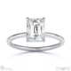 hidden halo emerald lab grown diamond engagement ring on half-rounded white gold band with 9k white gold metal and emerald shape diamond