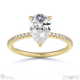 lab grown diamond pear cut hidden halo side stones engagement ring yellow gold with 18k yellow gold metal and pear shape diamond