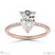 natural diamond pear cut hidden halo side stones engagement ring rose gold with 9k rose gold metal and pear shape diamond