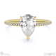 lab grown diamond pear cut hidden halo side stones engagement ring yellow gold with 18k yellow gold metal and pear shape diamond