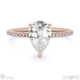 natural diamond pear cut hidden halo side stones engagement ring rose gold with 9k rose gold metal and pear shape diamond