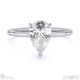 hidden halo pear lab grown diamond engagement ring on half-rounded white gold band with 9k white gold metal and pear shape diamond