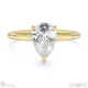 natural diamond pear hidden halo solitare engagement ring yellow gold with 18k yellow gold metal and pear shape diamond