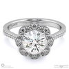 Floral Flower Halo Natural Diamond Engagement Ring White Gold