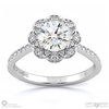 Floral Flower Halo Natural Diamond Engagement Ring White Gold