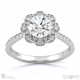 floral flower halo natural diamond engagement ring white gold with 9k white gold metal and round shape diamond