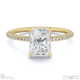 lab grown diamond radiant cut hidden halo side stones engagement ring yellow gold with 9k yellow gold metal and radiant shape diamond